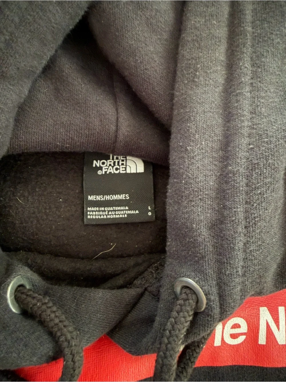 The North Face Black Pullover Hoodie with Red Chest Stripe